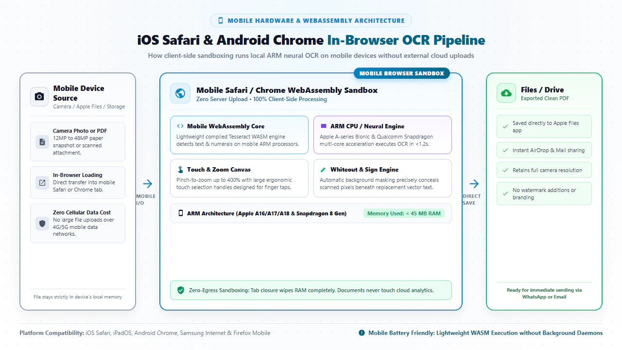 Mobile in-browser WebAssembly OCR architecture for iOS Safari and Android Chrome