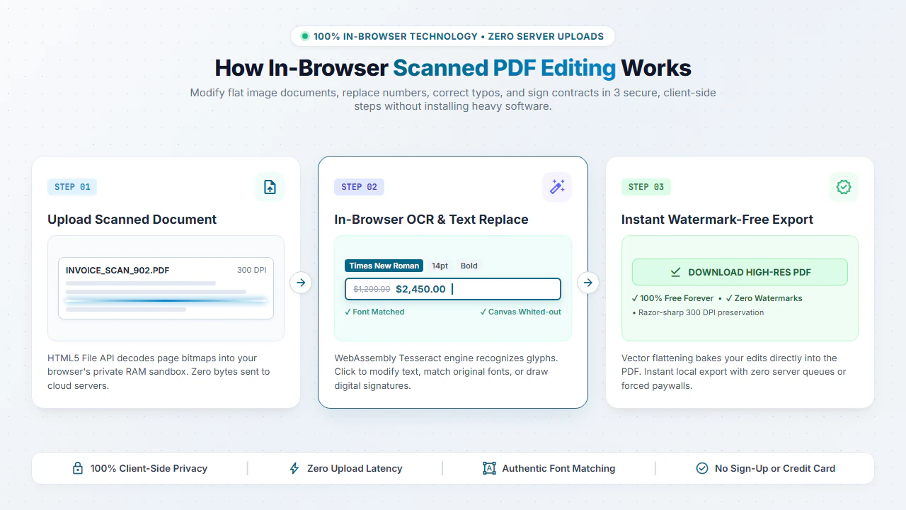 How in-browser scanned PDF editing works step-by-step workflow
